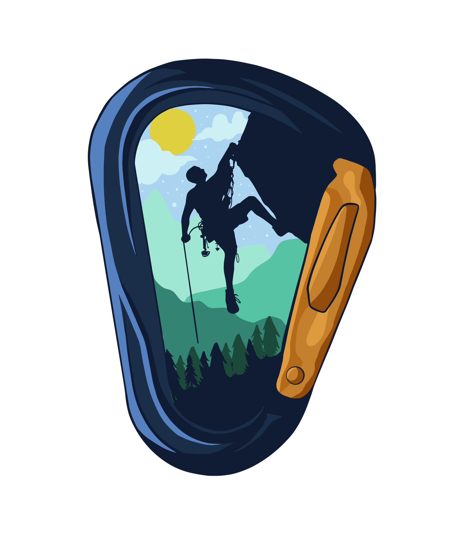 Women's softstyle t-shirt featuring a carabiner design, perfect for climbing enthusiasts by Knot Qualified.