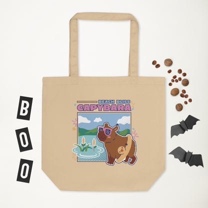 Capybara Eco Tote Bag by Knot Qualified in oyster color, showcasing a spacious design and durable fabric.