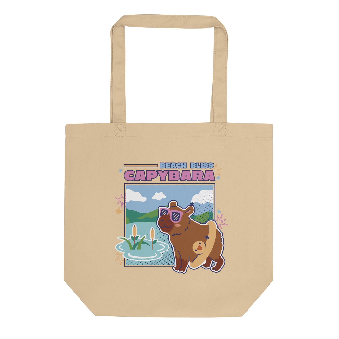 Knot Qualified Capybara Eco Tote Bag in oyster color, featuring a spacious design and durable fabric for everyday use.