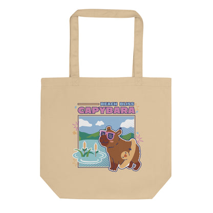 Knot Qualified Capybara Eco Tote Bag in oyster color, featuring a spacious design and durable fabric for everyday use.