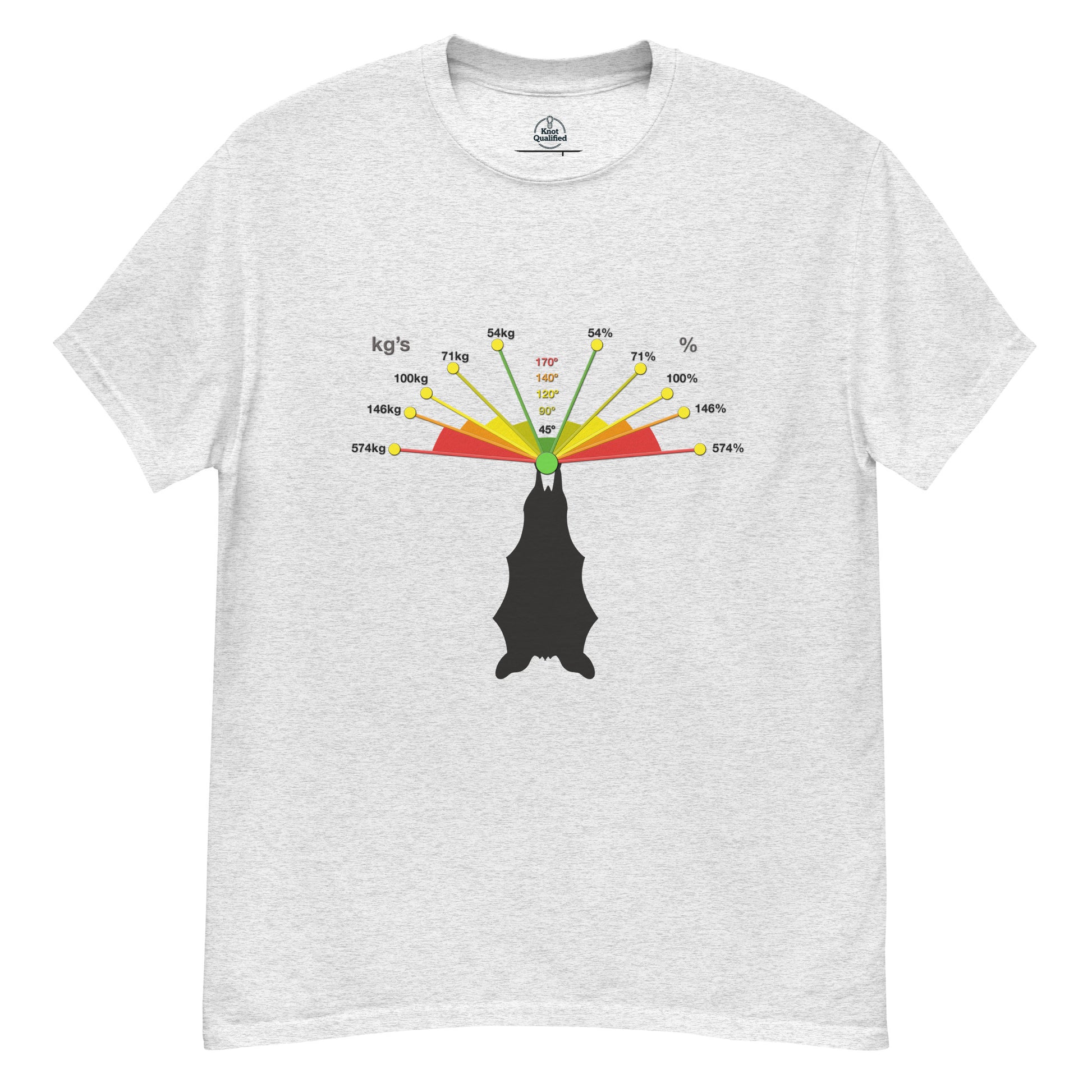 Unisex classic tee in ash featuring Caving Bat Vector Forces graphic by Knot Qualified.