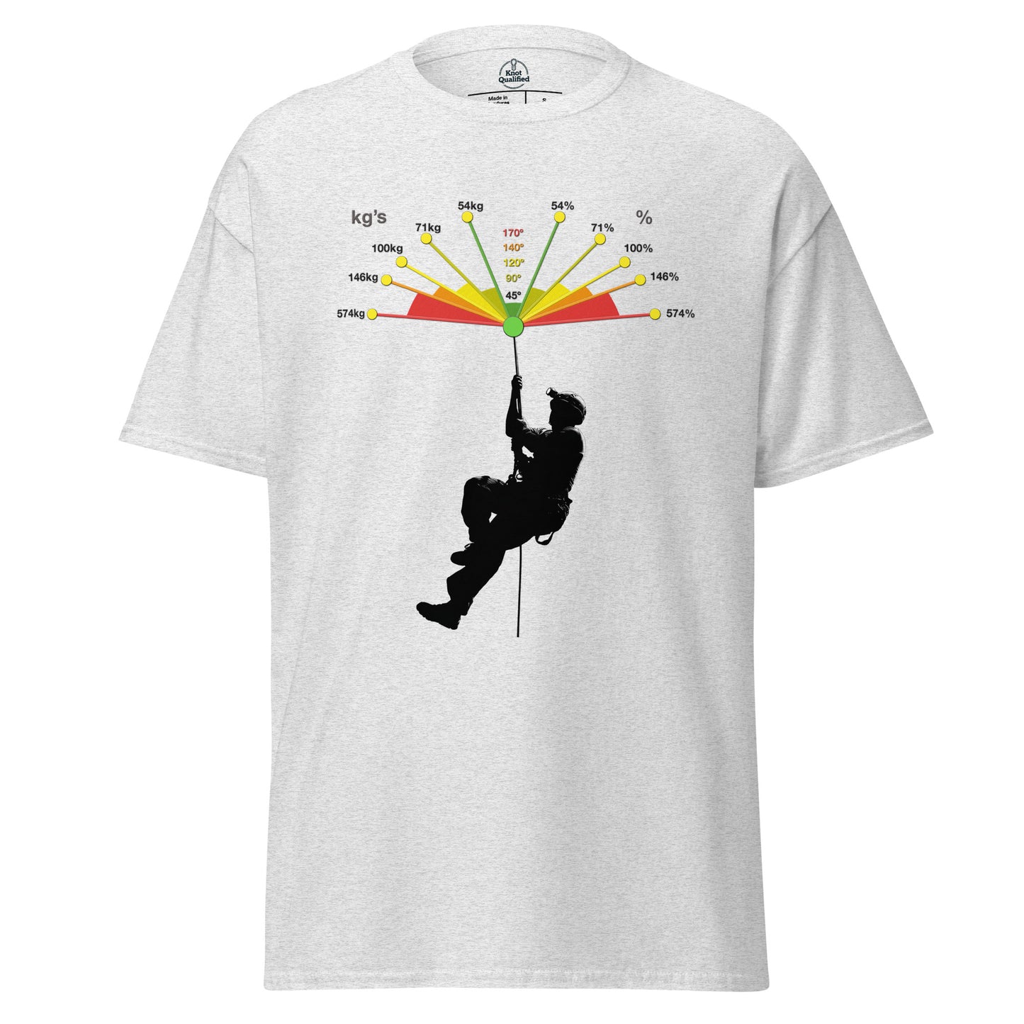 Unisex classic tee in ash color featuring Vector Forces design by Knot Qualified.