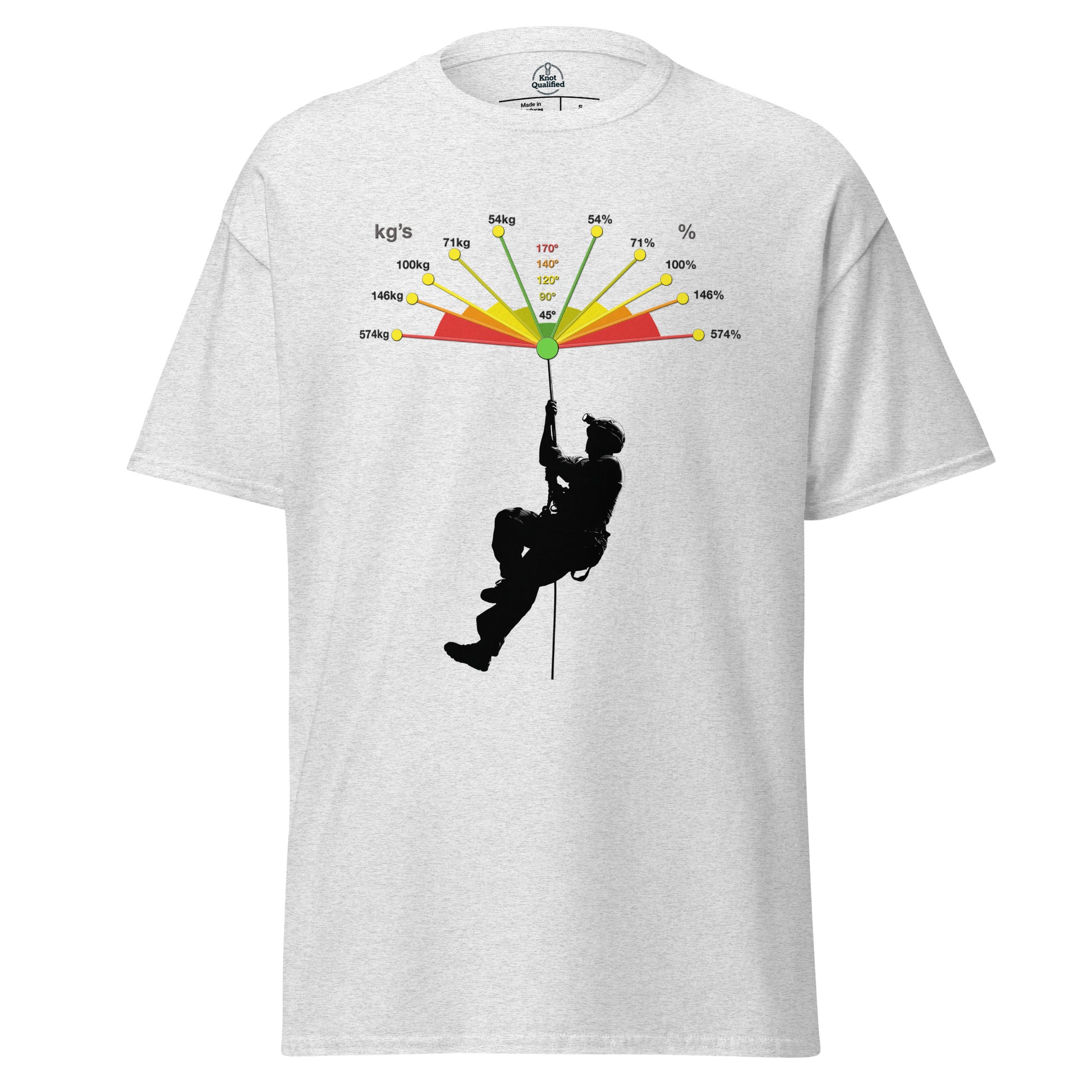 Unisex classic tee in ash color featuring Vector Forces design by Knot Qualified.