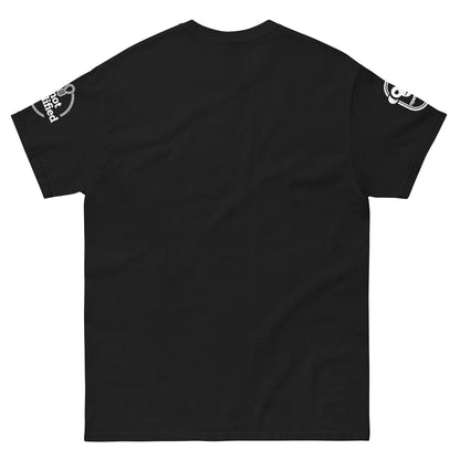 Black unisex classic tee by Knot Qualified featuring the Meatroller design on the back.