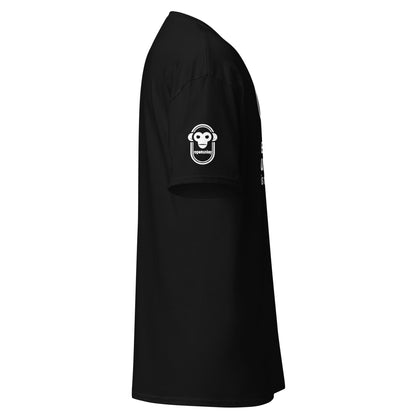 Black unisex classic tee by Knot Qualified featuring a humorous MeatRoller graphic design on the front.