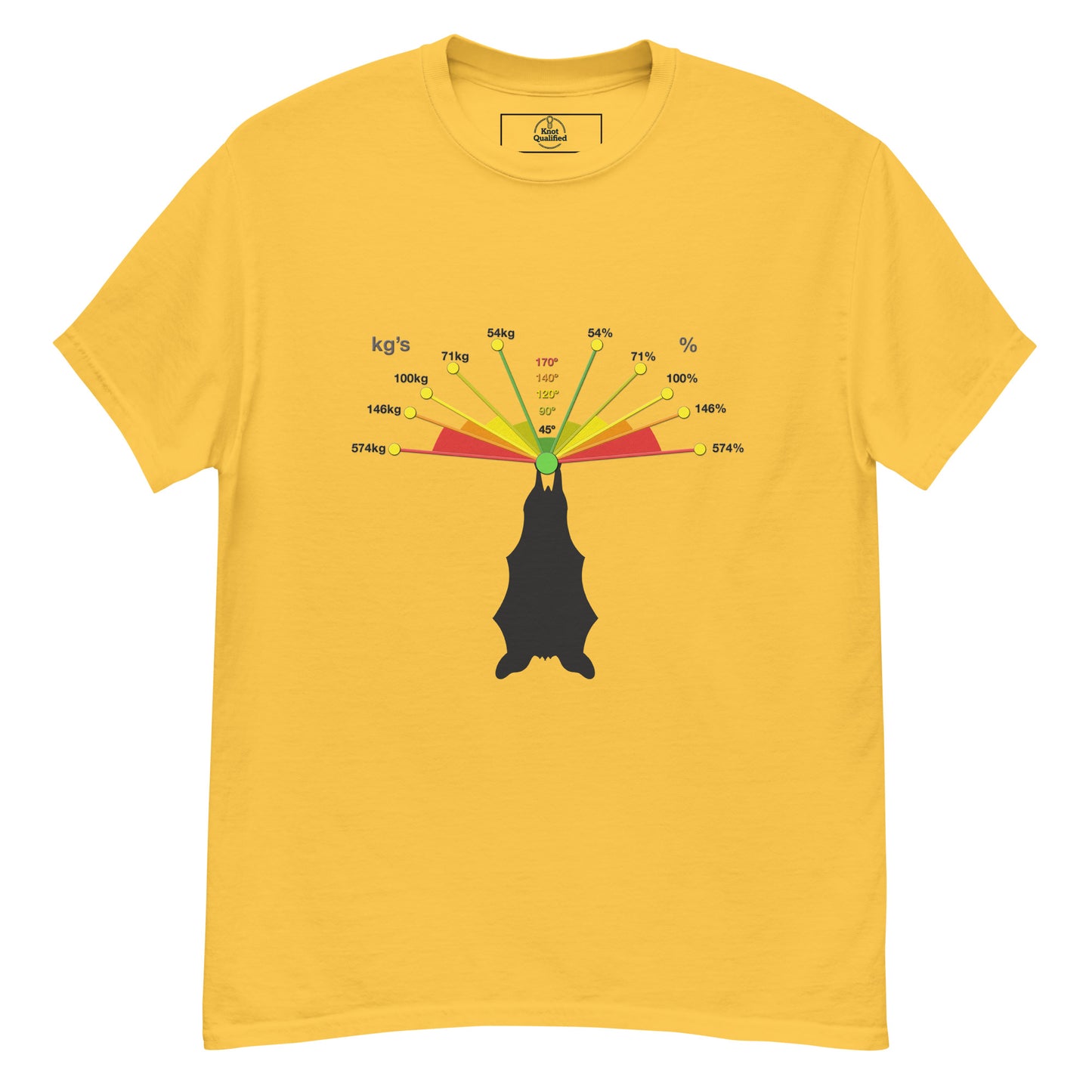 Unisex classic tee featuring a caving bat vector design by Knot Qualified in a daisy print.
