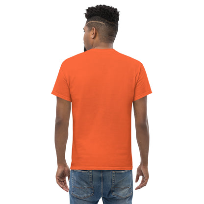 Unisex orange "I'm in a Dark Place" caving T-shirt by Knot Qualified displayed on a flat surface.