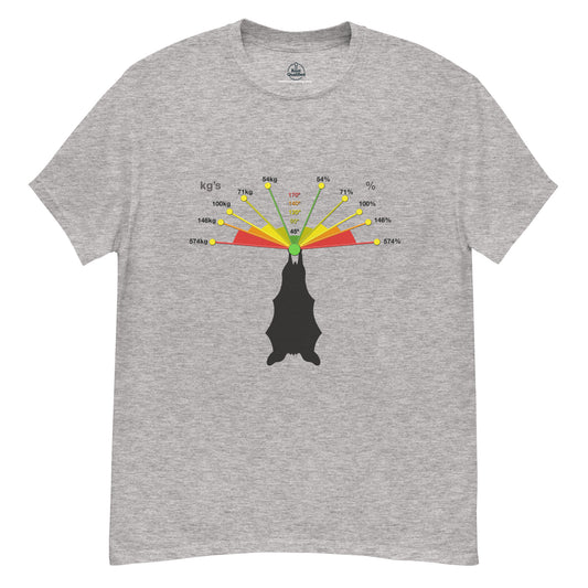 Sport grey unisex classic tee featuring a caving bat vector graphic by Knot Qualified.