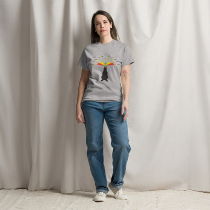 Sport grey unisex classic tee featuring a caving bat vector graphic by Knot Qualified.