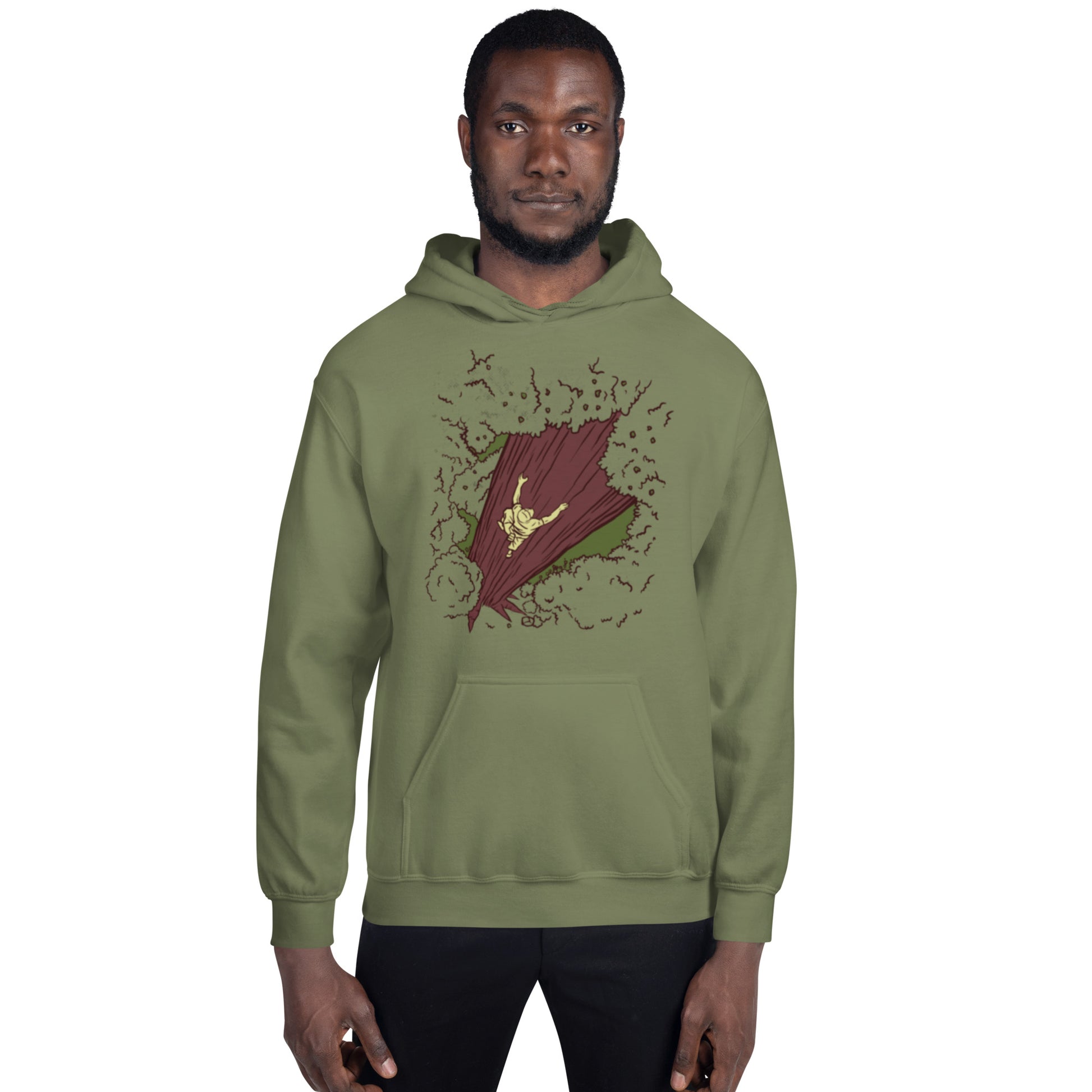 Unisex heavy blend military green hoodie featuring Arborist Tree Climbing design by Knot Qualified.