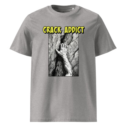 Heather grey Crack Addict Hand Jam T-Shirt by Knot Qualified, featuring a relaxed fit and organic cotton fabric.
