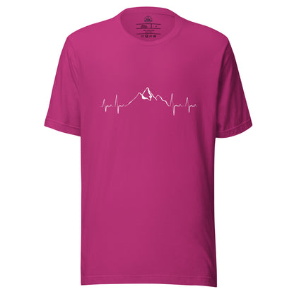Unisex Berry Mountain Heartbeat T-shirt by Knot Qualified featuring a front graphic design.