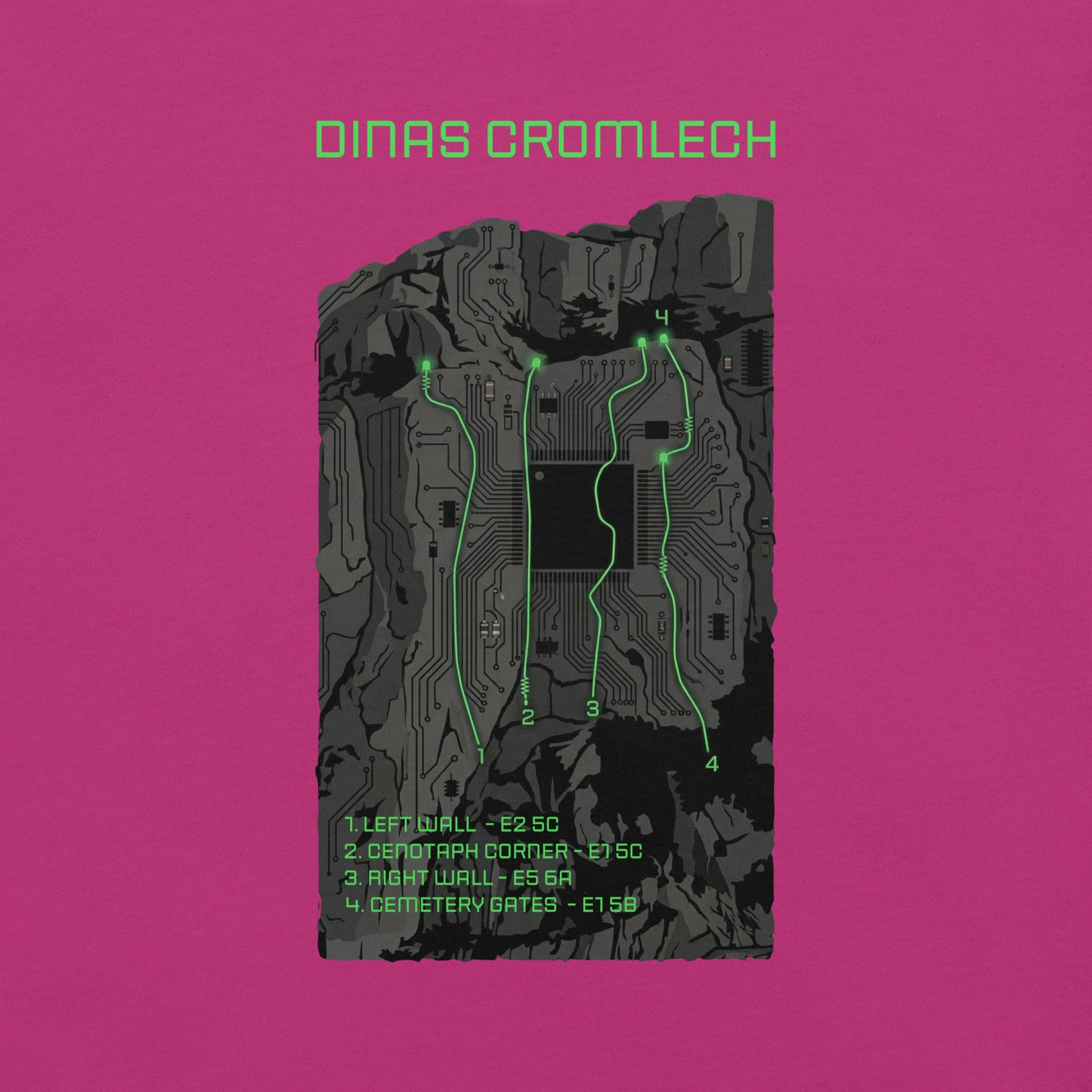 Unisex berry Cenotaph Corner Climbing Topo T-Shirt by Knot Qualified featuring Dinas Cromlech Trad Icon graphic.