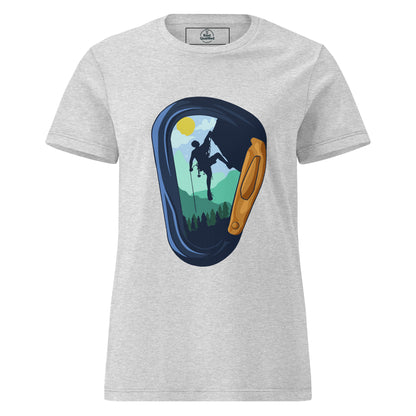 Women's Knot Qualified softstyle t-shirt in sport grey featuring a carabiner graphic on the front.