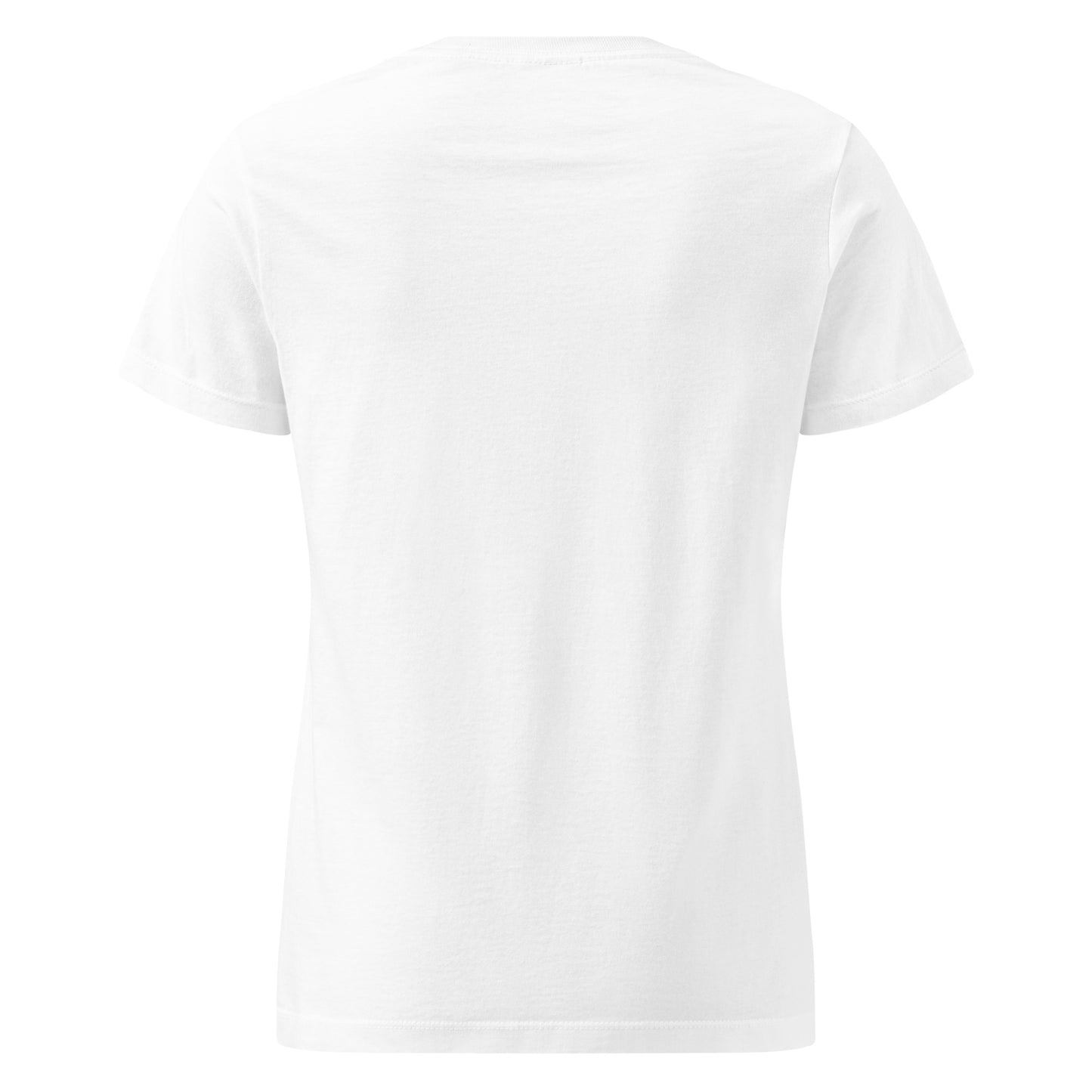 Women’s Knot Qualified softstyle t-shirt in white featuring a carabiner design on the back.